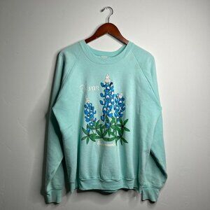 80s blue Texas long sleeve crewneck sweatshirt about a size XL